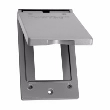 Product image for Crouse-Hinds TP7240 1-Gang Weatherproof Vertical GFCI Receptacle Cover, Die Cast Aluminum, Gray