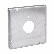 Product image for Crouse-Hinds TP736 4-11/16" Square Surface Cover, 1-Single Receptacle, 1.73" Dia., 1/2" Raised, 9.0cu.in, Steel