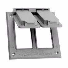 Product image for Crouse-Hinds TP7252 2-Gang Weatherproof GFCI Receptacle Cover, Die Cast Aluminum, Gray