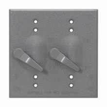 Product image for Crouse-Hinds TP7268 2-Gang Weatherproof Toggle Switch Cover, Aluminum, Gray