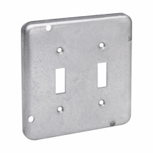 Product image for Crouse-Hinds TP726 4-11/16" Square Surface Cover, 2-Toggle Switches, 1/2" Raised, 9.0cu.in, Steel