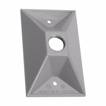 Product image for Crouse-Hinds Series TP7312 1-Gang Rectangular Die Cast Aluminum Gray 1 - 1/2 Inch Outlet Hole 25/Box Weatherproof Cover