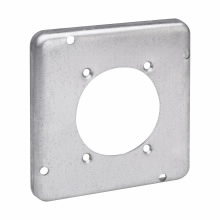Product image for Crouse-Hinds TP734 4-11/16" Square Surface Cover, 1-Single Receptacle, 2.480" Dia., 1/2" Raised, 9.0cu.in, Steel