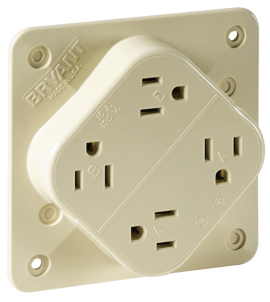 Straight Blade Devices, Receptacles, Quad-PLEX, Commercial/Industrial Grade, 15A 125V, 2-Pole 3-Wire Grounding, 5-15R, Brown, Single Pack