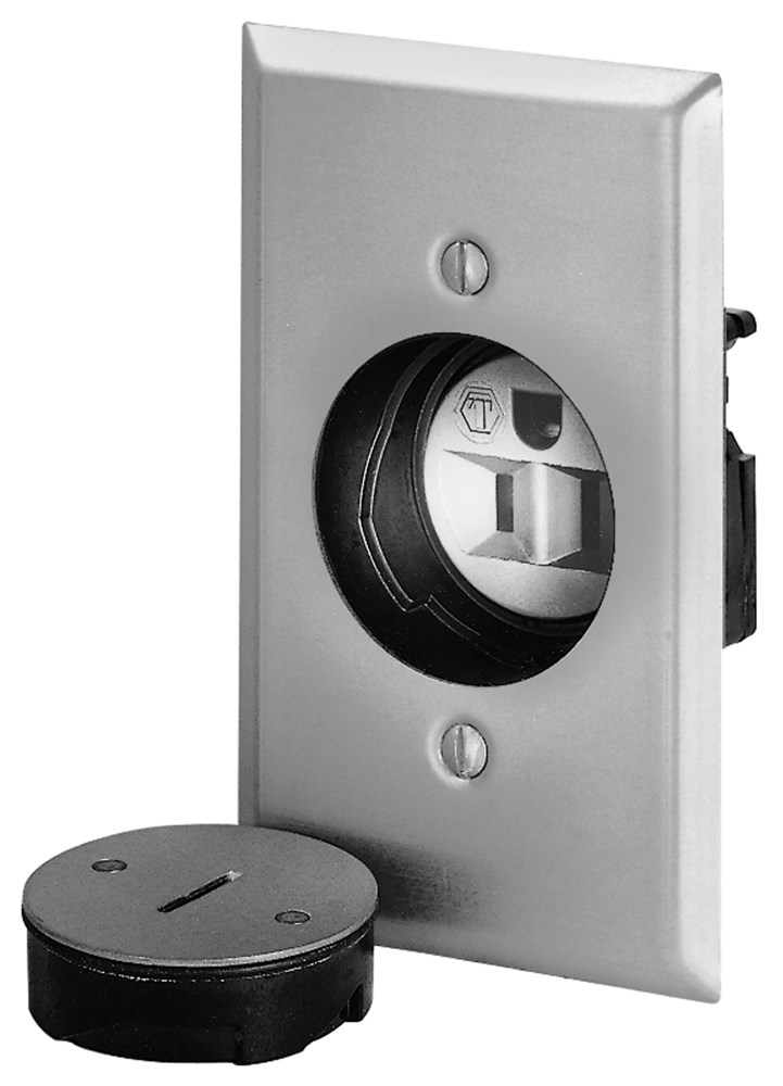 Straight Blade Devices, Specialty Receptacles, Floor Mounted, Receptacle and Plate, 15A 125V, 2-Pole 3-Wire Grounding, 5-15R, Nickel Plated Finish, Single Pack