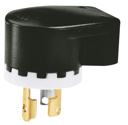 Locking Devices, Industrial, Male Plug, 15A 125V, 2-Pole 3-Wire Grounding, L5-15P, Screw Terminal, Angled 12-Position, Black and White