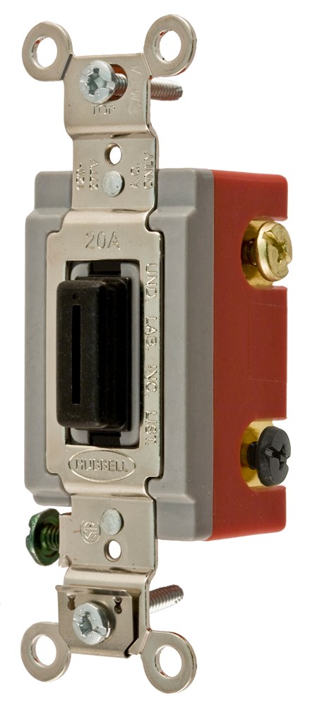 Switches and Lighting Controls, Locking Industrial Grade, Toggle Switches, General Purpose AC, Three Way, 20A 120/277V AC, Back and Side Wired, Black Key Guide, Packed with Key