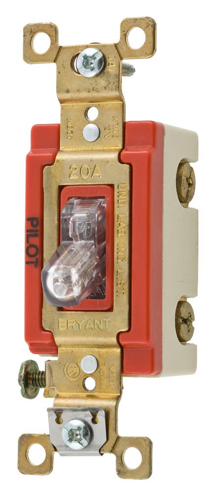 Switches and Lighting Controls, Pilot Light Industrial Grade,Toggle Switches, General Purpose AC, Three Way, 20A 120V AC, Back and Side Wired, Clear