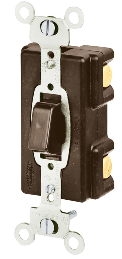 Switches and Lighting Controls, Industrial Grade, Push Button, General Purpose AC, Three Way, 15A 120/277V AC, Side Wired Only, Brown