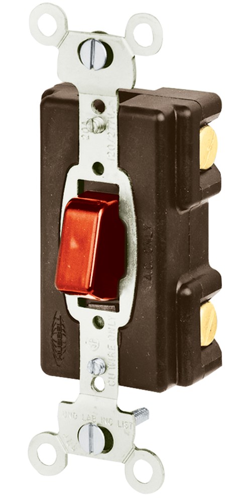 Push Button Switch, Single Pole, 20A 120/277V AC, Pilot Red