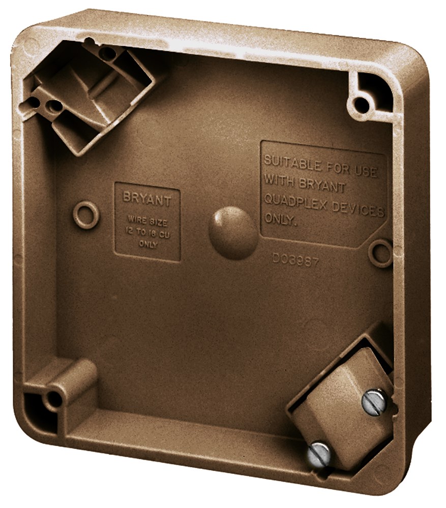 Bryant 4SQBX-B 4SQBXB Brown Quadplex Receptacle Back Box New In Packaging