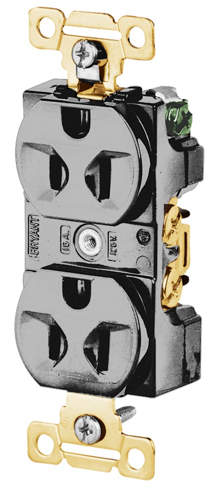 Straight Blade Devices, Receptacles, Duplex, Commercial/Industrial Grade, 2-Pole 3-Wire Grounding, Side Wired, 15A  125V, 5-15R, Gray, Single Pack