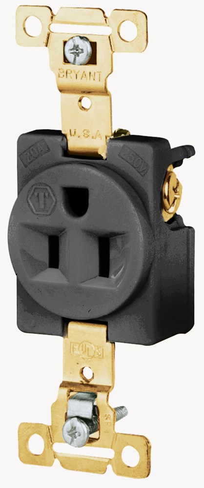 Straight Blade Devices, Receptacles, Single, Commercial/Industrial Grade, 2-Pole 3-Wire Grounding, 15A 125V, 5-15R, Black, Single Pack