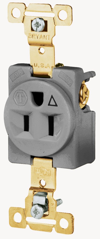 Straight Blade Devices, Receptacles, Single, Commercial/Industrial Grade, Isolated Ground, 2-Pole 3-Wire Grounding, 15A 125V, 5-15R, Gray, Single Pack
