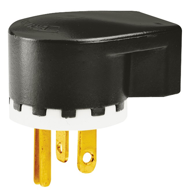 Straight Blade Devices, Male Plug, Heavy Duty, Industrial/Commercial Grade, Angled, 2-Pole 3-Wire Grounding, 20A 125V, 5-20P, Black, Single Pack