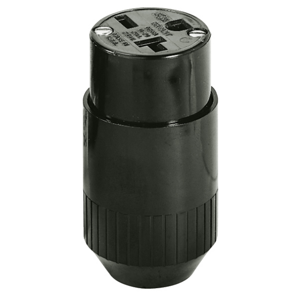 Straight Blade Devices, Female Connector Body, Heavy Duty, Industrial/Commercial Grade, Straight, 2-Pole 3-Wire Grounding, 20A 250V, 6-20R, Black, Single Pack