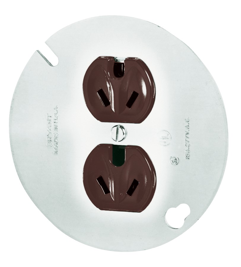 Straight Blade Devices, Receptacles, Duplex, Commercial/Industrial Grade, 2-Pole 3-Wire Grounding, 15A 277V AC, 7- 15R, Brown, Single Pack, Mounted to 4
