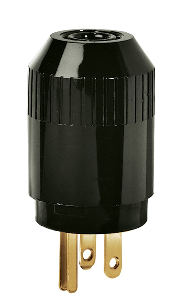 Straight Blade Devices, Male Plug, Heavy Duty, Industrial/Commercial Grade, Straight, 2-Pole 3-Wire Grounding, 15A 125V, 5-15P, Black, Single Pack