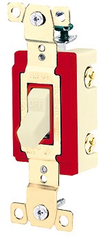 Bryant Wiring Devices, Switches and Lighting Controls,Industrial/Commercial Grade, Toggle Switches, General Purpose AC, FourWay, 20A 347V AC, Back and Side Wired, Ivory
