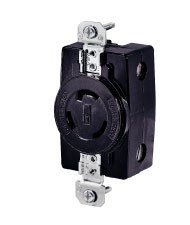 Locking Devices, Industrial, Flush Nylon Receptacle, 20A 125/250V AC, 3-Pole 3-Wire Non-Grounding, L10-20R, Screw Terminal, Black/White.