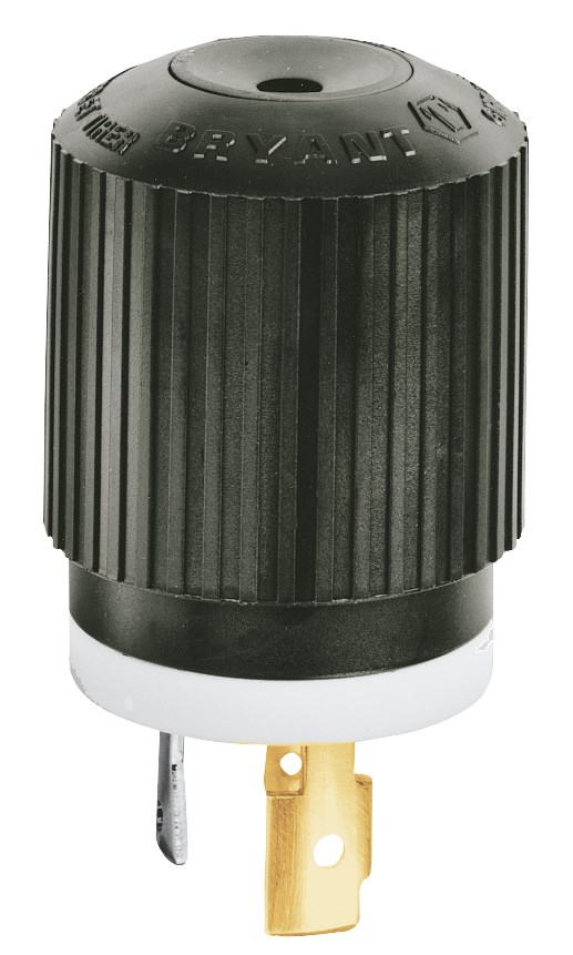 Locking Devices, Industrial, Male Plug, 30A 125/250V, 3-Pole 3-Wire Non-Grounding, L10-30P, Screw Terminal, Black and White.