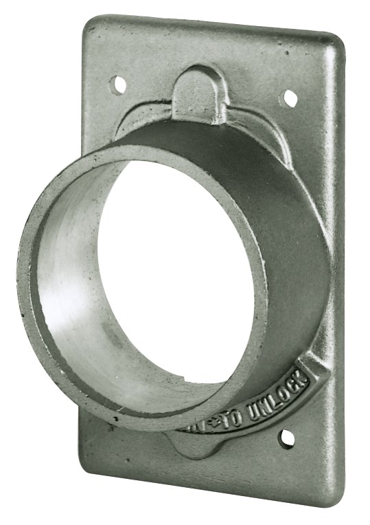 Wallplates and Boxes, Weatherproof Covers, 1- Gang, 1) 50A Locking Opening, Standard Size, Cast Aluminum