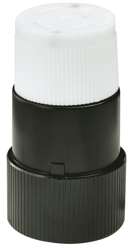 Locking Devices, Industrial, Female Nylon Connector Body, 20A 3-Phase Wye 120/208V AC, 4-Pole 4-Wire Non-Grounding, Non-NEMA, Screw Terminal, Black and White
