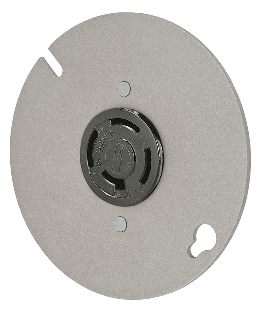 Locking Devices, Industrial, Flush Receptacle, 20A 3-Phase Wye 120/208V AC, 4-Pole 4-Wire Non-Grounding, Non-NEMA, Screw Terminal, Black, Mounted to 4