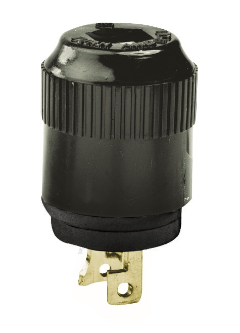 Locking Devices, Bryant Midget Locking, Industrial, Male Plug, 15A 125V, 2-Pole 2-Wire Non-Grounding, ML-1P, Screw Terminal, Black