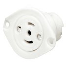 Locking Devices, Bryant Midget Locking, Industrial, Receptacle, 15A 125/250V, 3-Pole 3-Wire Non Grounding, ML-3R, Screw Terminal, Black & White
