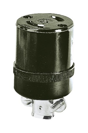 Locking Devices, Industrial, Female Connector Body, 15A 125V, 2-Pole 2-Wire Non Grounding, L1-15R, Screw Terminal, Black and White