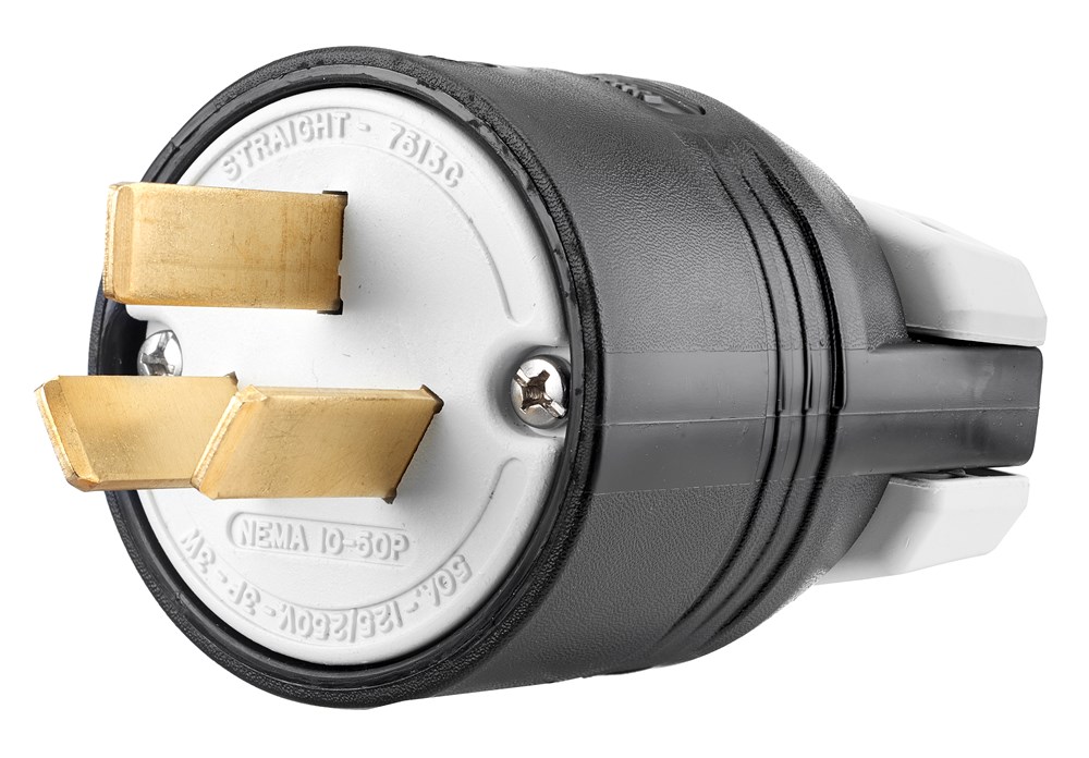 Straight Blade Devices, Male Plug, Heavy Duty, Industrial/CommercialGrade, Straight, 50A 125/250V, 3-Pole 3-Wire Non- Grounding, 10-50P, Gray, Single Pack