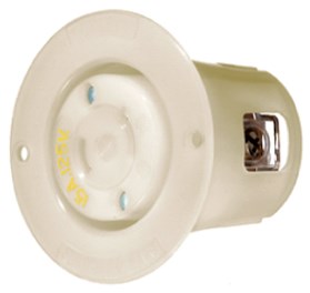 Locking Devices, Industrial, Flanged Receptacle, 15A 125V, 2-Pole 2-Wire Non-Grounding, L1-15P, Screw Terminal, White