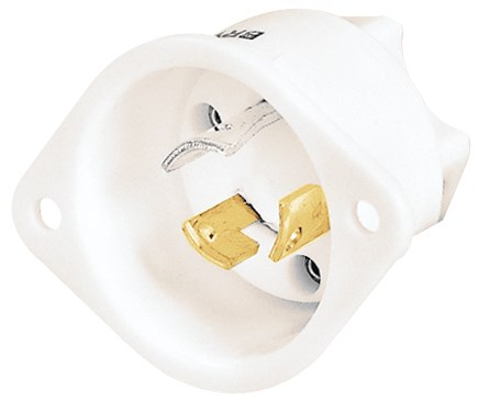 Locking Devices, Industrial, Flanged Inlet, 10A 250V, 3-Pole 3-Wire Non-Grounding, Non-NEMA, Screw Terminal, Black