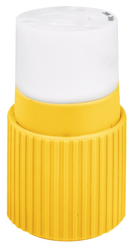 Locking Devices, Marine Grade, Female Connector Body, 10A 250V, 3-Pole 3-Wire Non Grounding, Non-NEMA, Screw Terminal, Corrosion-Resistant, Yellow