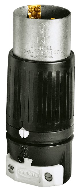 Locking Devices, Industrial, Male Plug, 50A 250V/600V AC, 3-Pole 4-Wire Grounding, Non-NEMA, Screw Terminal, Heavy duty Black