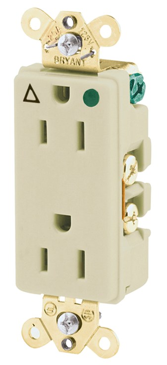 Straight Blade Devices, Receptacles, Duplex, Decorator Hospital Grade, Isolated Ground, Back and Side Wired, 15A 125V, 2-Pole 3-Wire Grounding, 5-15R, Ivory, Single Pack