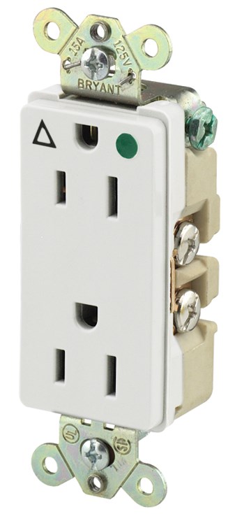 Straight Blade Devices, Receptacles, Duplex, Decorator Hospital Grade, Isolated Ground, Back and Side Wired, 15A 125V, 2-Pole 3-Wire Grounding, 5-15R, White, Single Pack