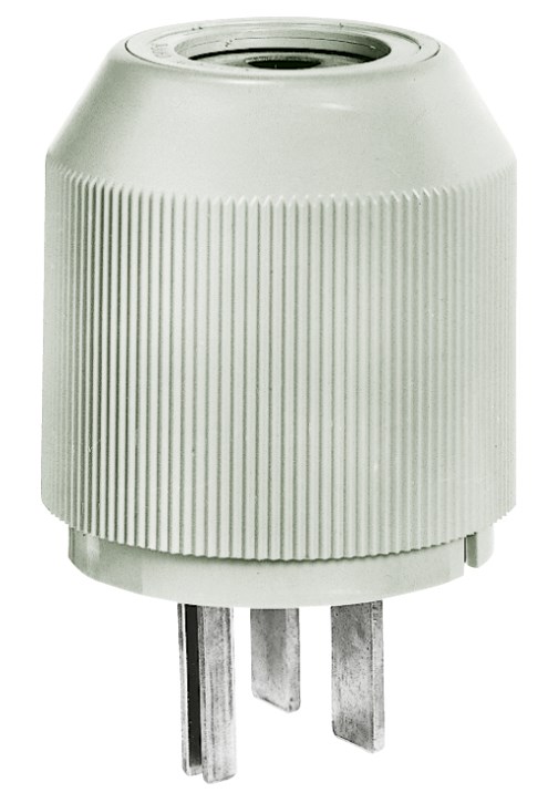 Straight Blade Devices, Male Plug, Heavy Duty, Industrial/Commercial Grade, Straight, 30A 250V, 2-Pole 3-Wire Grounding, 6-30P, Gray, Single Pack