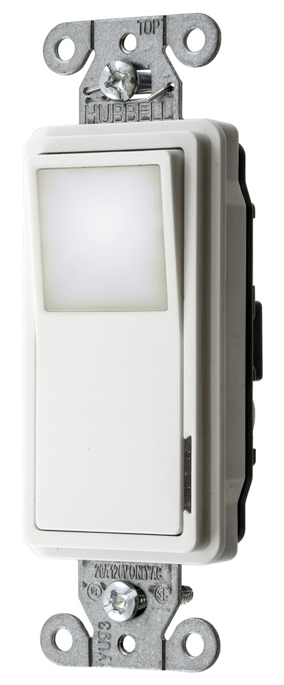 Switches and Lighting Control, Decorator Switch,Commercial Grade, Single Pole, 20A 120V, With Nightlight, White