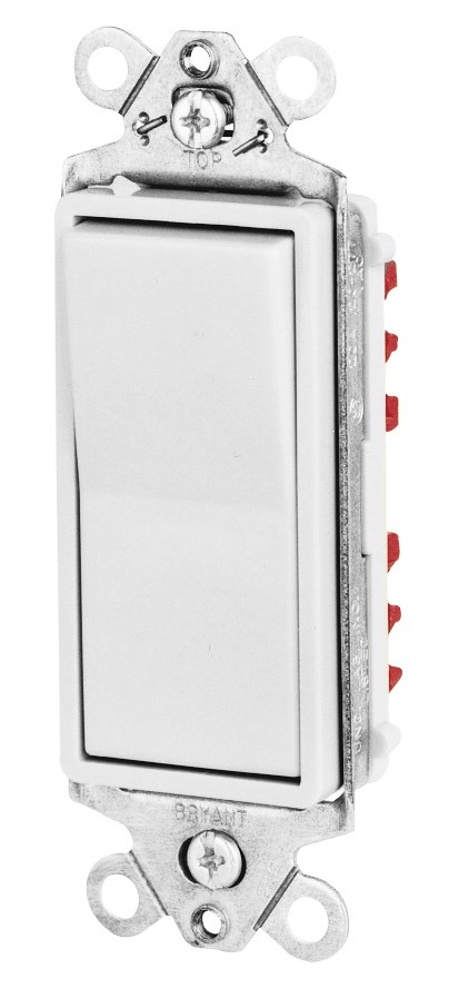 Switches and Lighting Controls, Industrial Grade Fashion Series, Rocker Switches, General Purpose AC, Double Pole, 20A 120/277V AC, Back and Side Wired, White