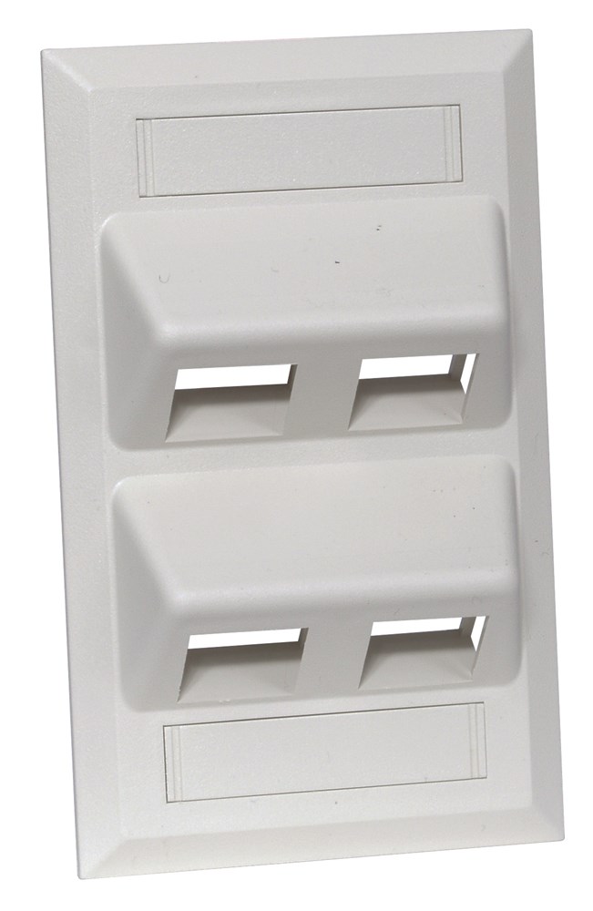 Hubbell Premise Wiring Products, Phone/Data/Multimedia Component, AngledPlate, 4-Port, Office White