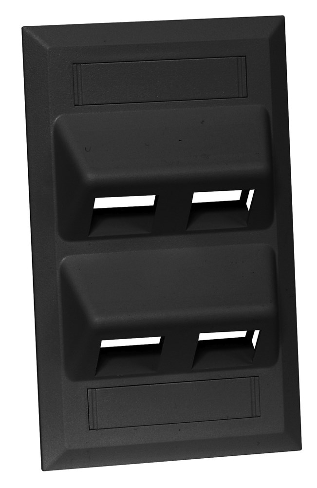 Hubbell Premise Wiring Products, Device Plate, 1-Gang, Angled, 4-Pair,Black