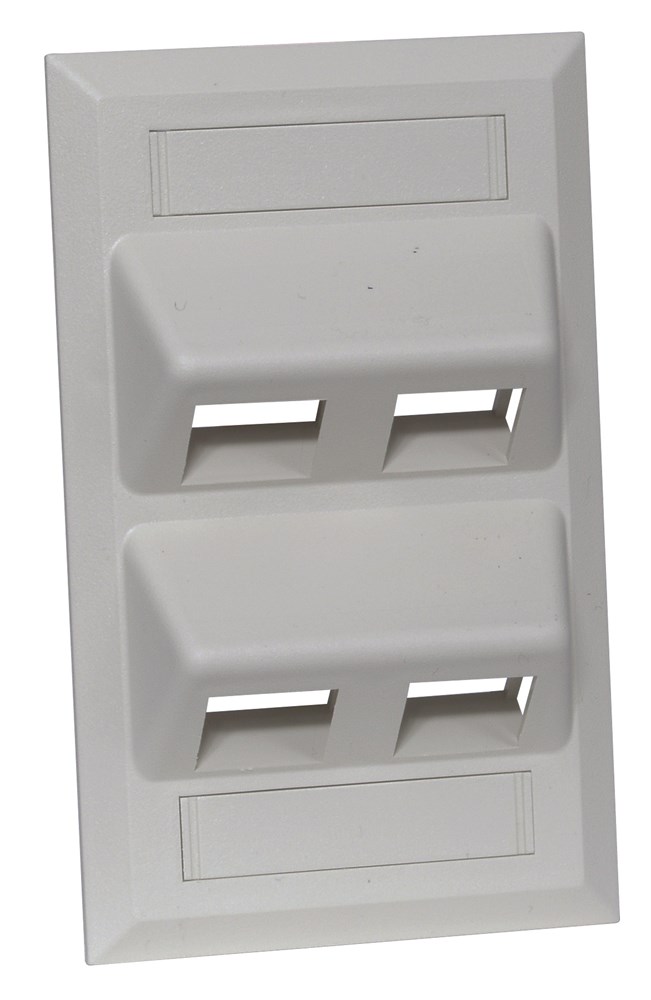 Hubbell Premise Wiring Products, Phone/Data/Multimedia Component, AngledPlate, 4-Port, Gray