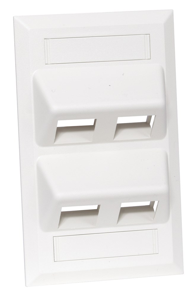 Hubbell Premise Wiring Products, Phone/Data/Multimedia Component, AngledPlate, 4-Port, White