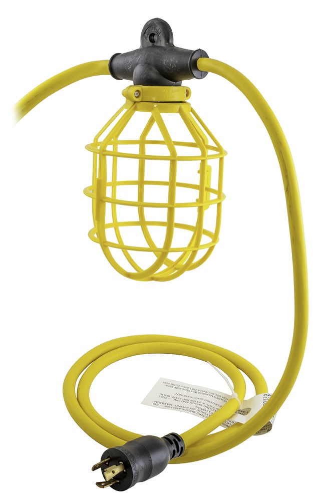 Temporary Lighting Products, 12/3 100' SJTW, Twist-Lock® Light String, With Plastic Guard, 10 Fixtures