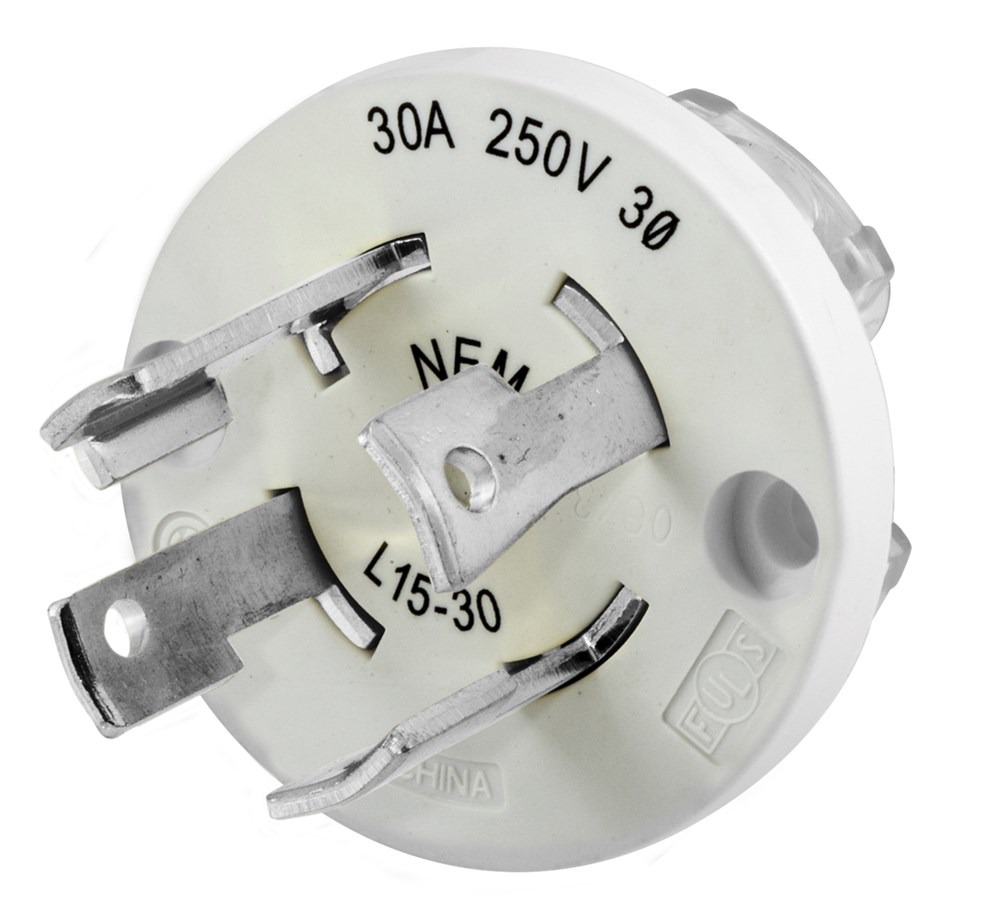 Watertight Devices, Locking Devices, Elastomeric, Male Plug Interior, 30A 3-Phase Delta 250V AC, 3-Pole 4-Wire Grounding, L15-30P, Screw Terminal