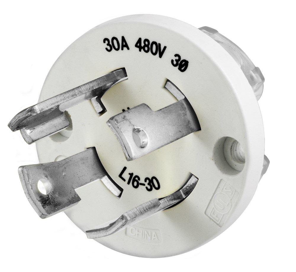 Watertight Devices, Locking Devices, Elastomeric, Male Plug Interior, 30A 3-Phase Delta 480V AC, 3-Pole 4-Wire Grounding, L16-30P, Screw Terminal