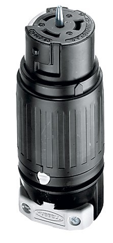 Locking Devices, Bryant Wiring Devices, Industrial, Female Connector Body, 50A 125V, 2-Pole 3-Wire Grounding, Non-NEMA, Screw Terminal, Heavy Duty Black