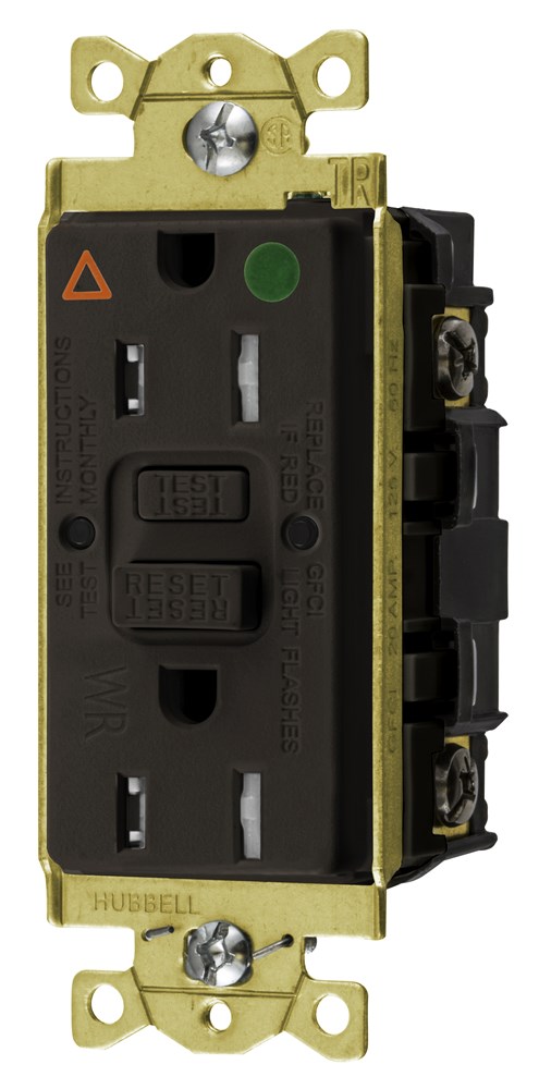 Power Protection Products, GFCI Receptacles, Self Test, Tamper and Weather Resistant, IG Hospital Grade, 15A 125V, 2-Pole 3-Wire Grounding, 5-15R, Brown